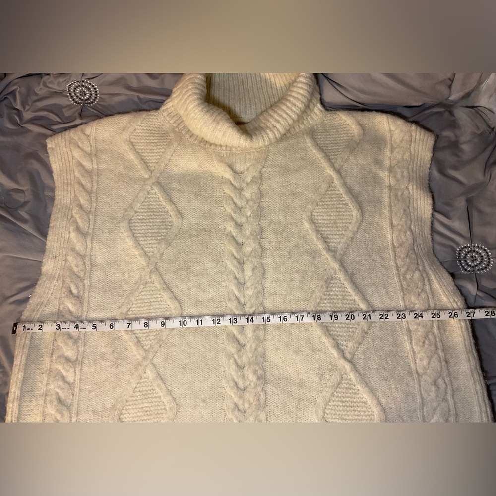 Loft Oversized Turtleneck Cable Knit Sweater Vest/Tunic, Sz XL - Picture 7 of 9